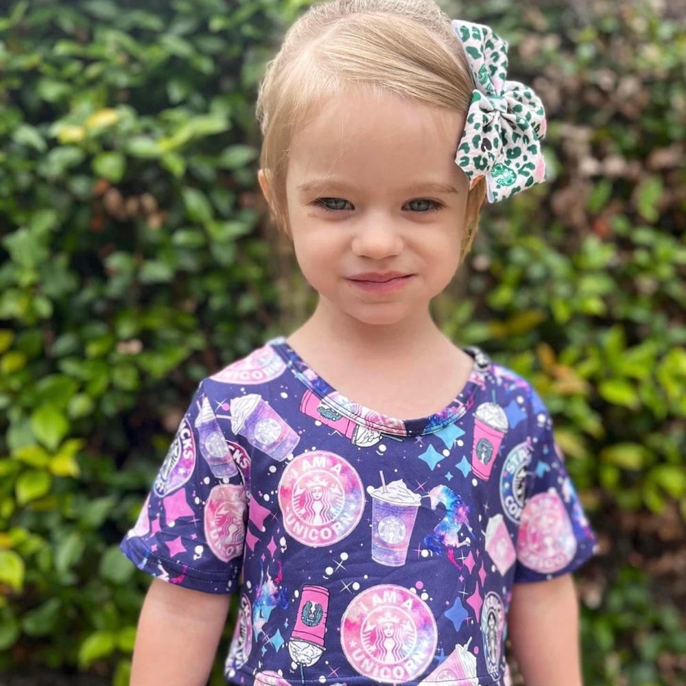 Toddler girls notice Starbucks themed set